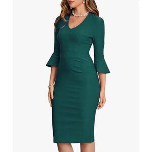 Muxxn Ruffle Sleeve Dress Womens XL Teal New